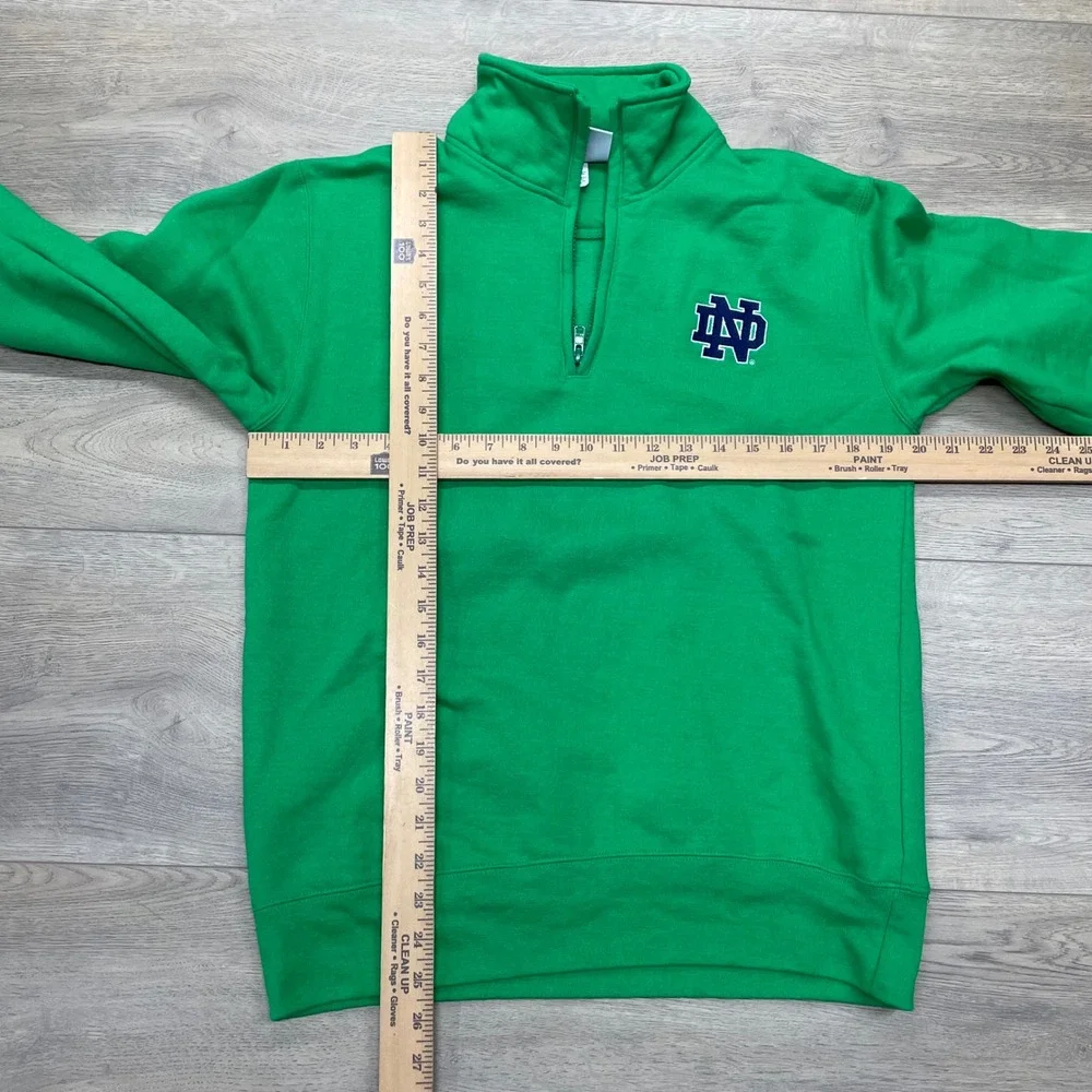Champion Notre Dame Quarter Zip Mens Small Green Fighting Irish Sweatshirt FAIR